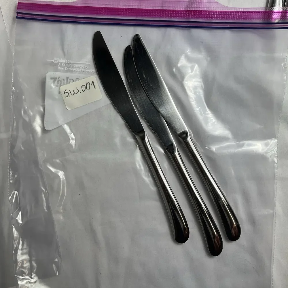 Set Of 3 Stainless Steel Dinner Knife Obtuse Triangle shape logo, unknown brand